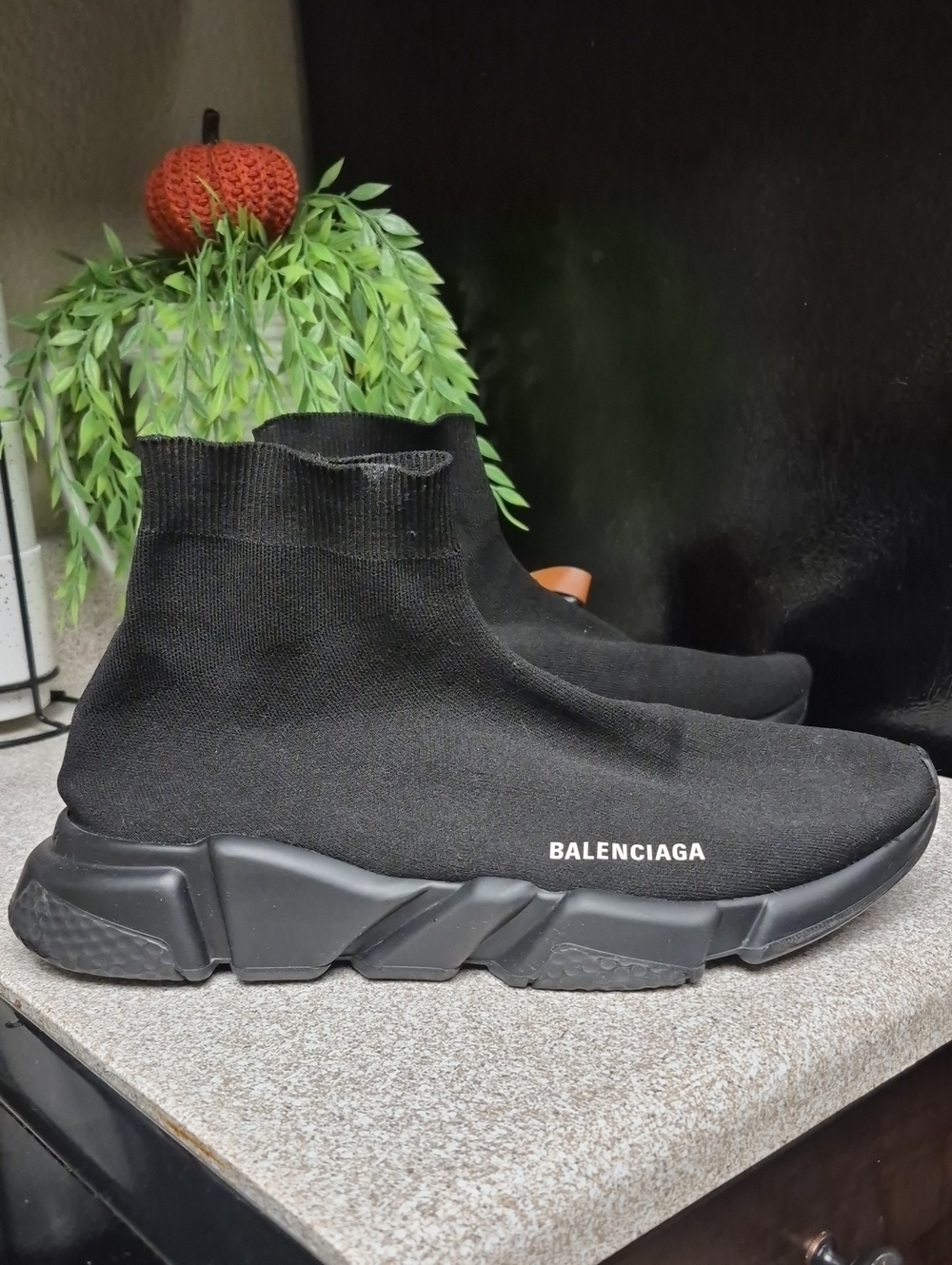 Balenciaga Black Knit Sock-Style Men's Sneakers